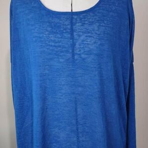Small Umgee Sapphire Blue Womens Thin Lightweight Long Sleeve Blouse C2455